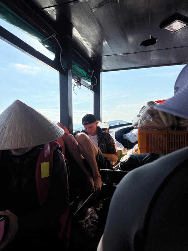 Boat interior captured in sideways view, Nha Trang Vietnam