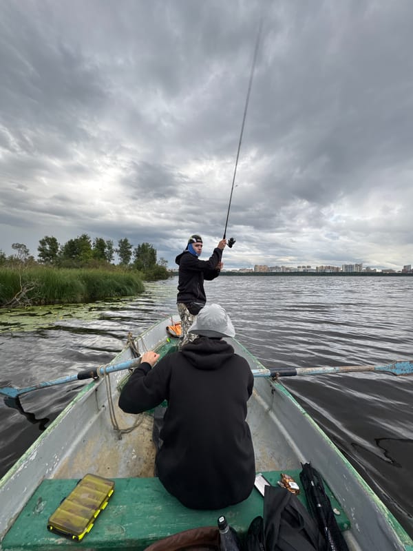 Boating through lily pad-lined waterways near Saint Petersburg