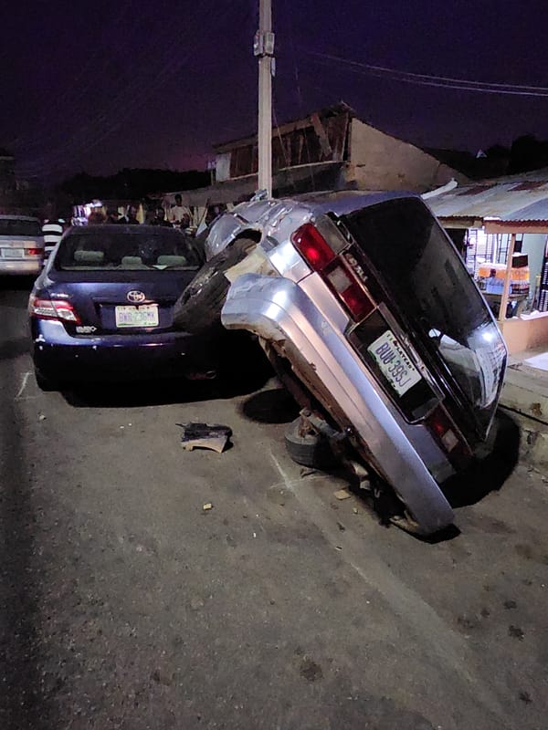 Multi-vehicle accident leaves cars damaged, overturned on city street