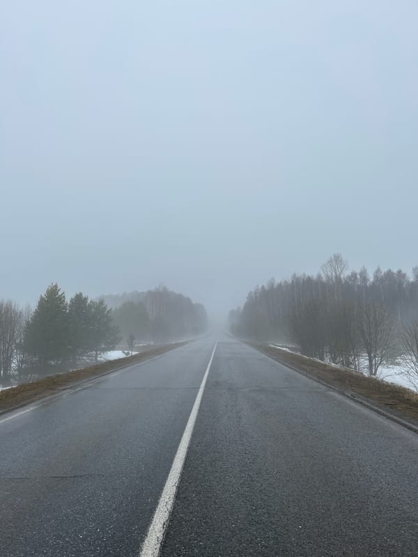 Dense fog creates hazardous driving conditions in Уральское, Russia