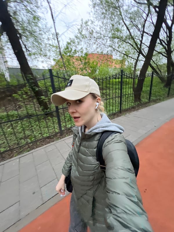 Woman observed on walkway in Khimki, Russia