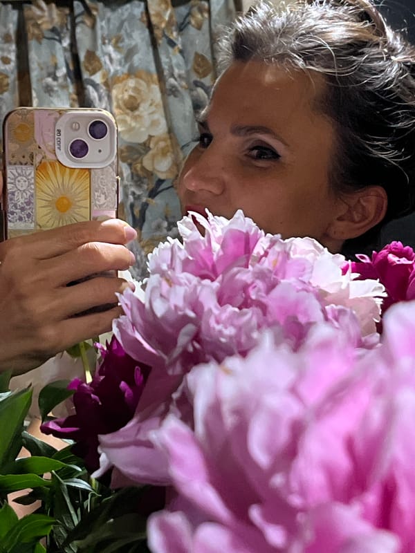 Pink peony selfie session in Petropavlovsk-Kamchatsky