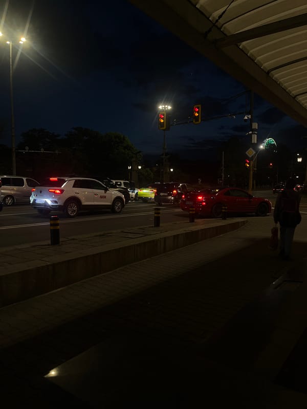 Evening scenes documented across Sofia's streets, transit, parks