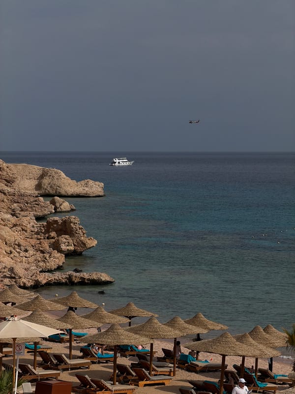 Tourist enjoys ice cream at Sharm El Sheikh beach resort
