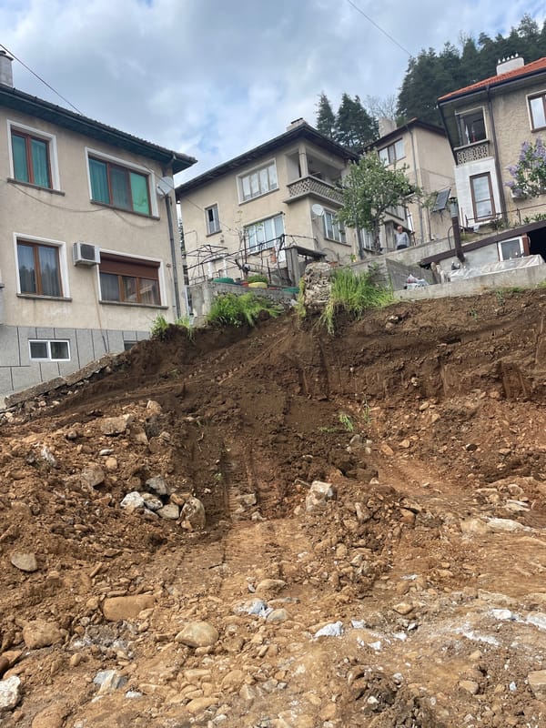 Excavation work documented in Zlatograd residential area
