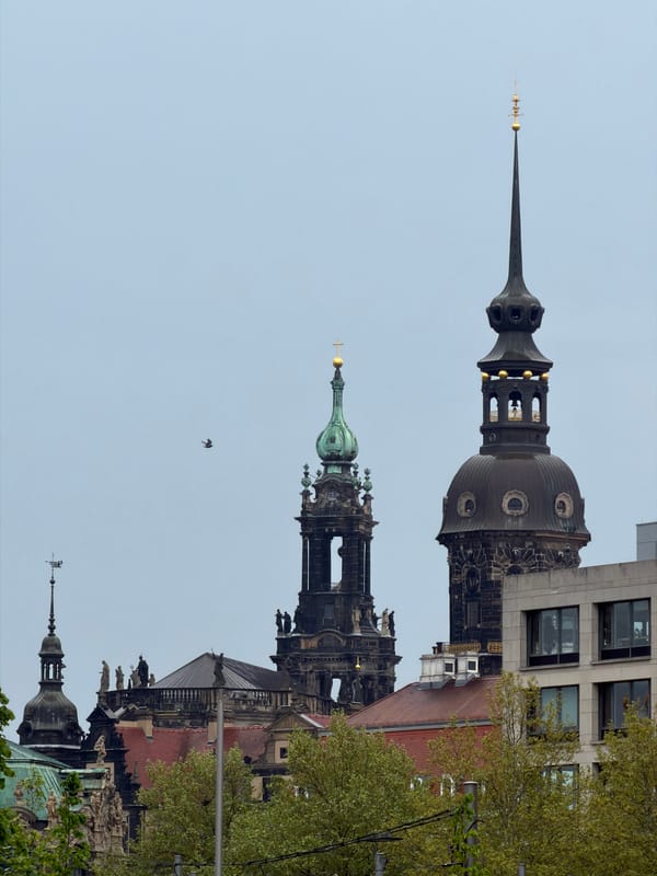 Morning views of Dresden architecture and street life documented