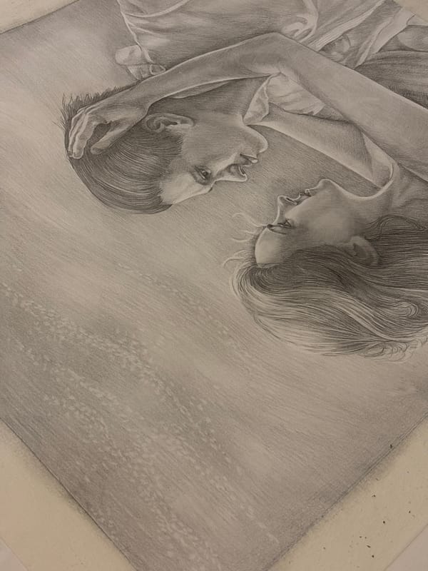 Artist creates romantic pencil drawing in Thailand beach town