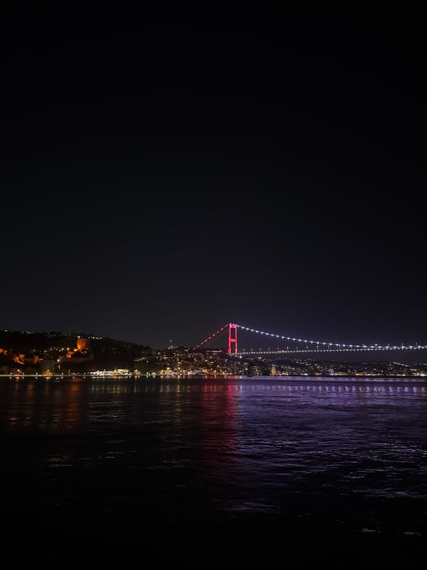 Nighttime Bosphorus Bridge views captured from Beykoz district