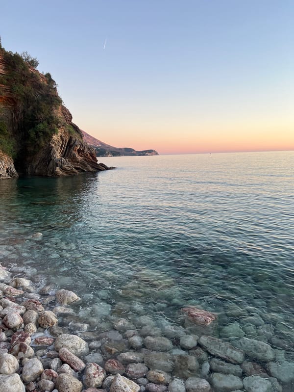 Sunset documented along Montenegro coast near Rafailovići February 26