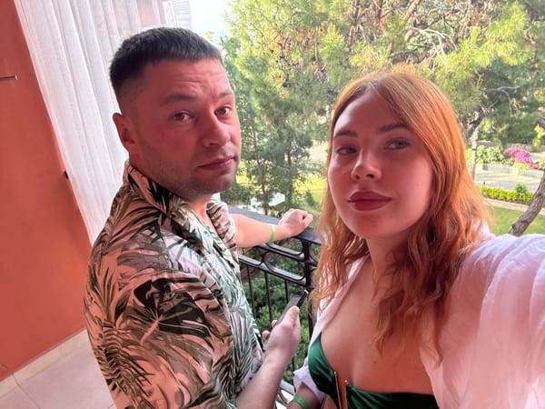 Couple documents early morning resort stay in Kemer, Turkey