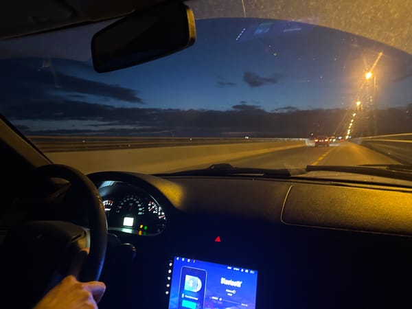 Evening highway drive captured near Perm, Russia