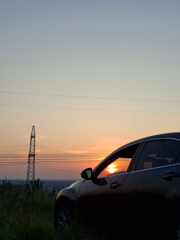 Sunset over a rural hillside near Chaikovsky, Russia