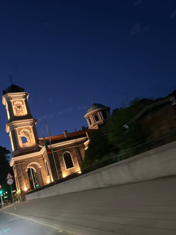 Plovdiv after dark: church architecture and nighttime streets