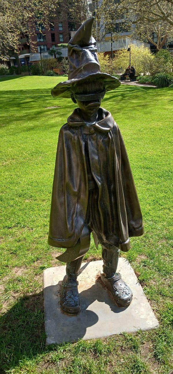 Bronze statue wearing Crocs spotted in London park