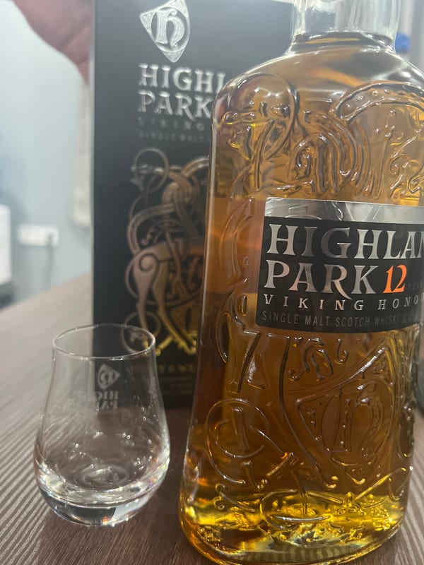 Highland Park whisky bottle photographed in Yambol, Bulgaria