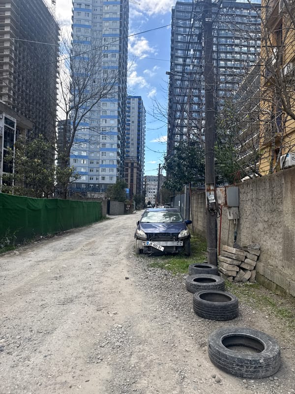 Woman, luxury car, kindergarten captured in central Batumi moments