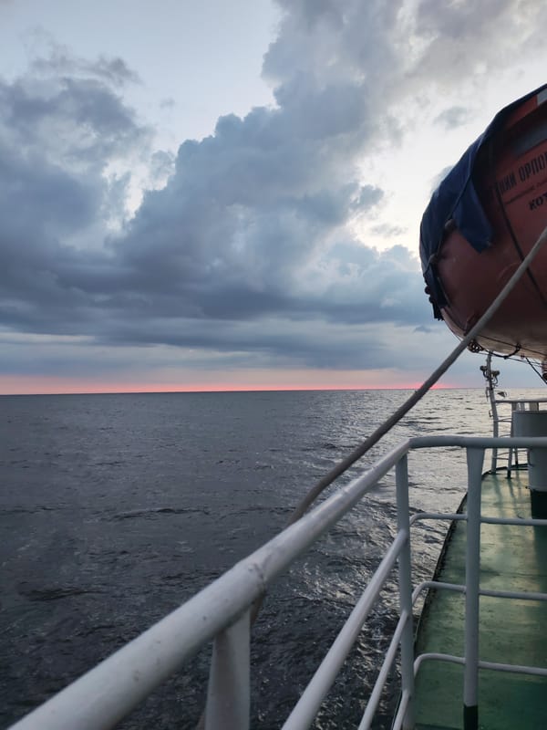 Evening on the water: deck views from a vessel in Russia