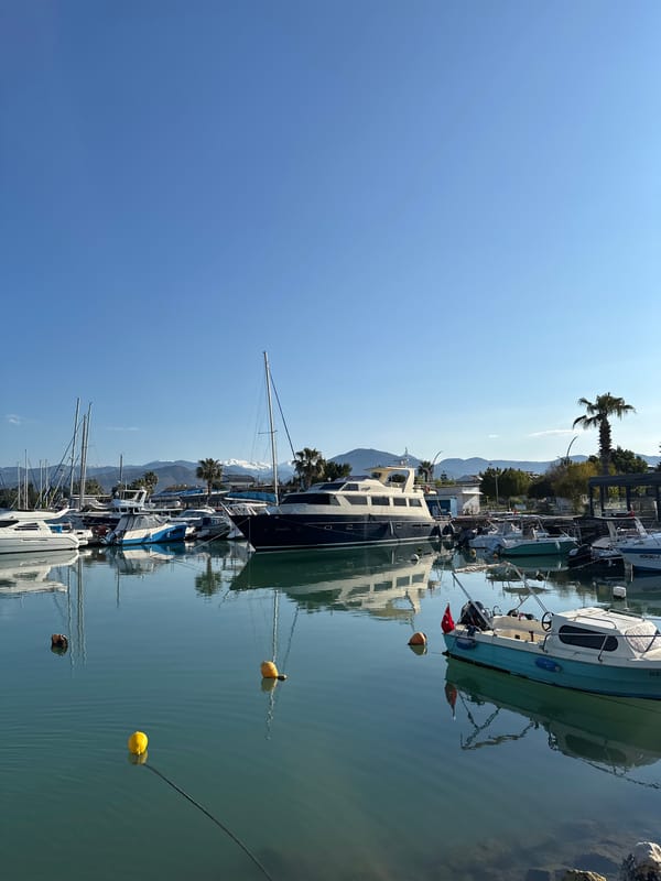 Dawn marina scene documented in Fethiye, Turkey