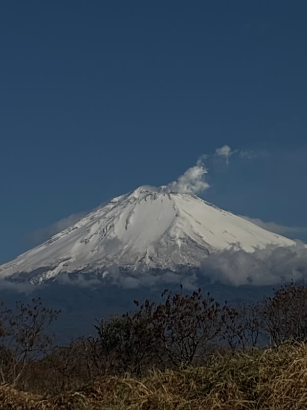 Snow-capped mountain observed near Tenextepec, Mexico