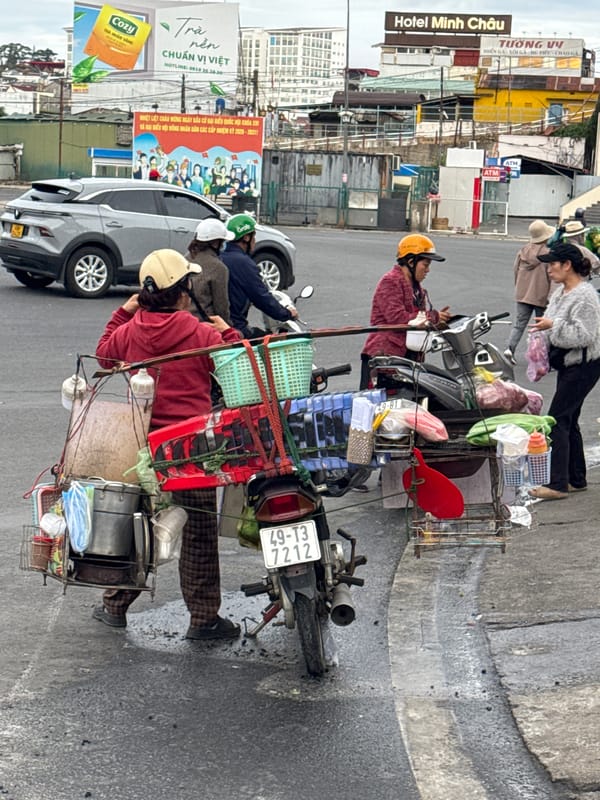 Everyday street life around Da Lat's lake district