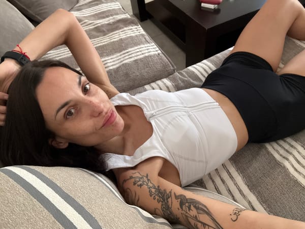 Tourist captures selfies around Chania, Greece Wednesday morning