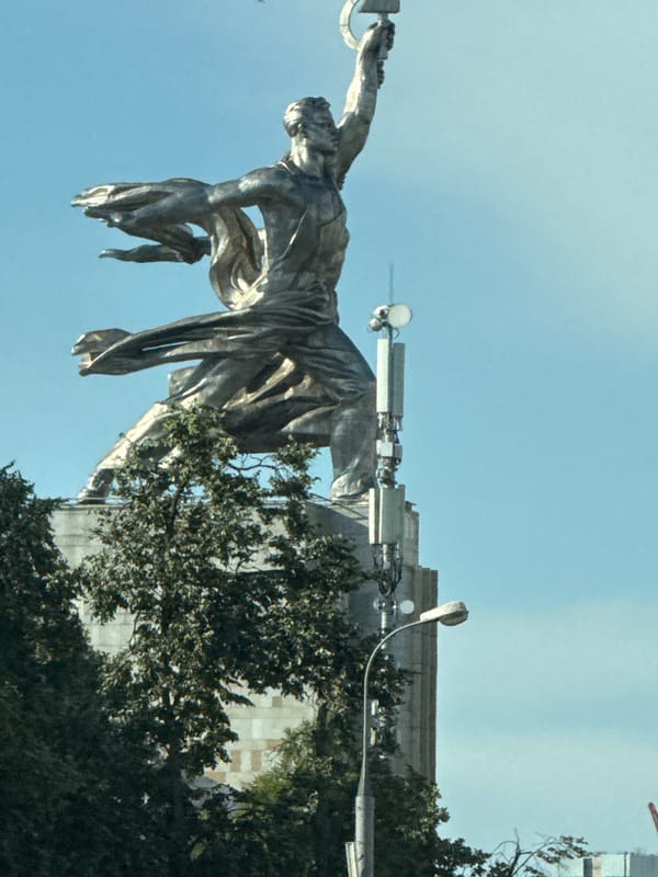 Moscow's Motherland Calls monument, shot from below