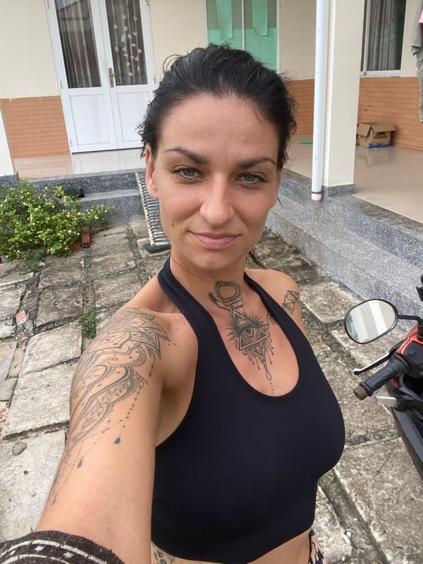 Woman takes series of selfies in Mũi Né, Vietnam