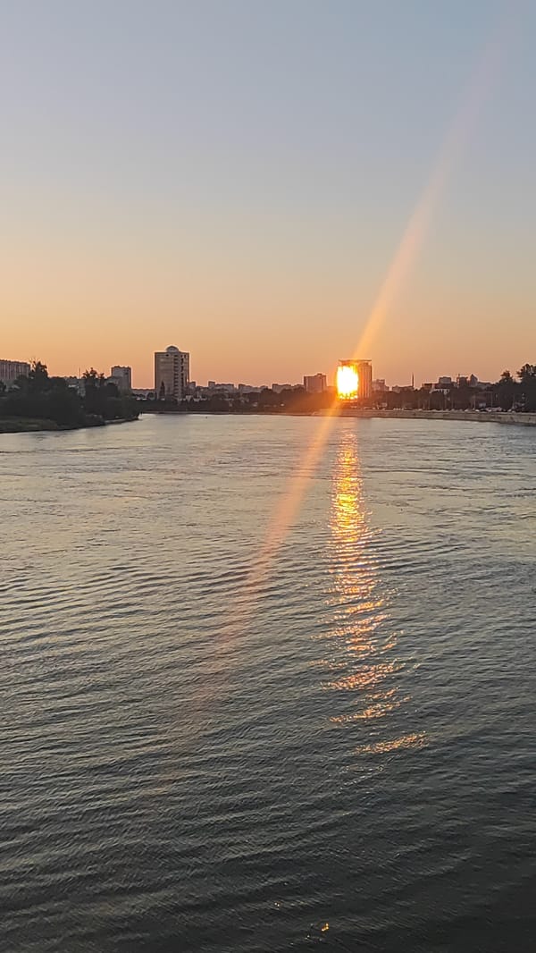 Summer evening along the Kuban River in Krasnodar