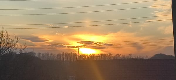 Sunset documented through power lines in Foki, Russia