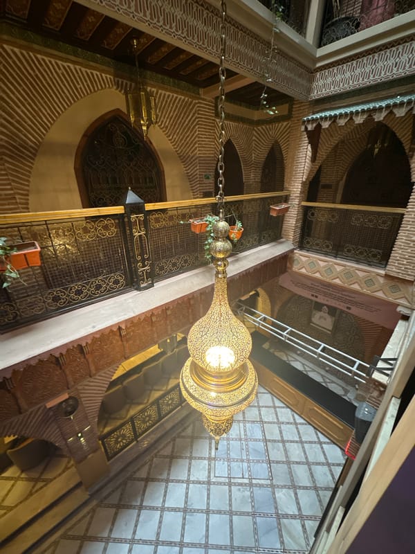 Traditional Moroccan architecture documented in Marrakesh building interior