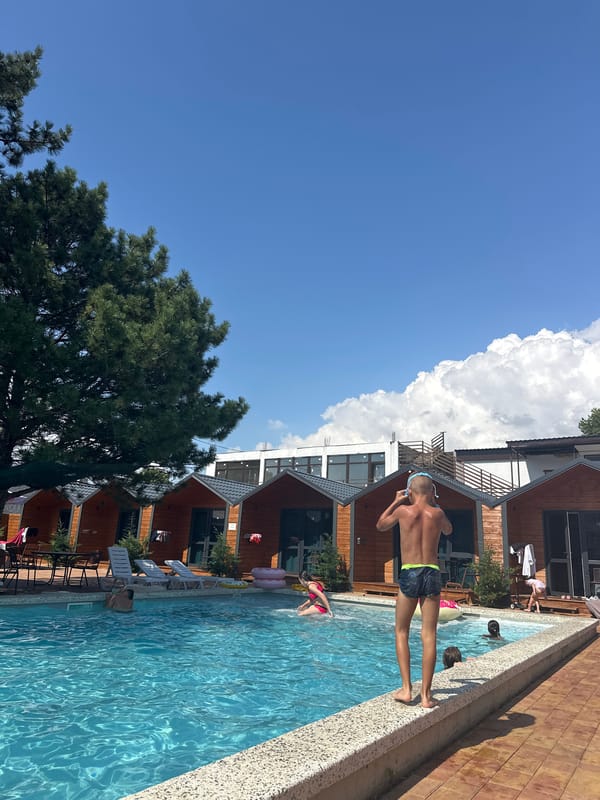 Sunny afternoon at a resort pool near Anapa, Russia