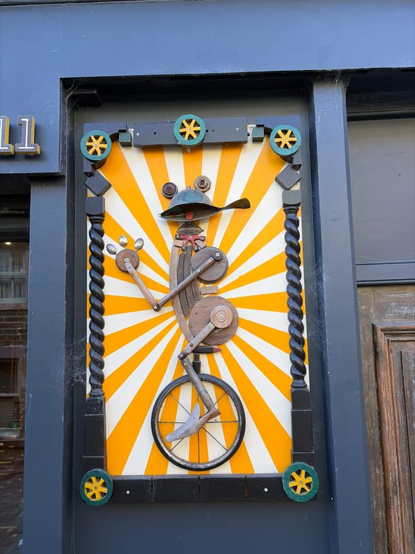 Street art and vintage van spotted on Bradford cobblestones