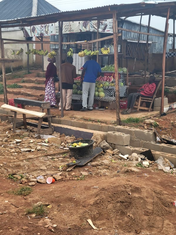 Street scenes near a church campus in a small Nigerian town
