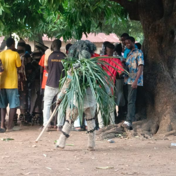 Traditional masquerade performer draws crowd in Akwanga, Nigeria