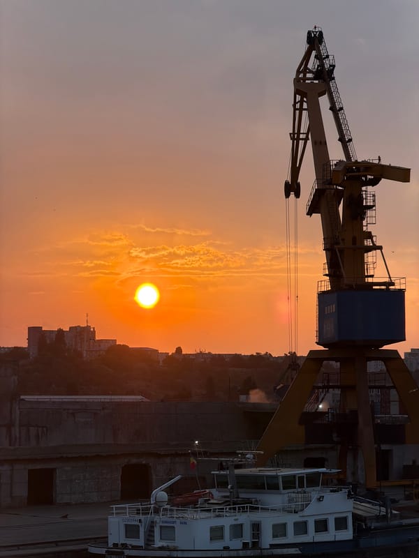 Storm sunset over Constanța's industrial harbor