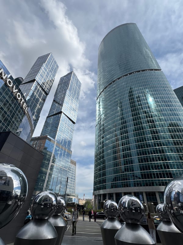 Delivery robot spotted in Khimki business district plaza