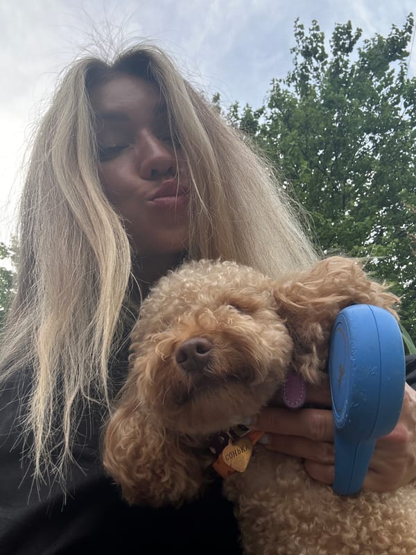 Afternoon selfies with a poodle in Armavir, Russia