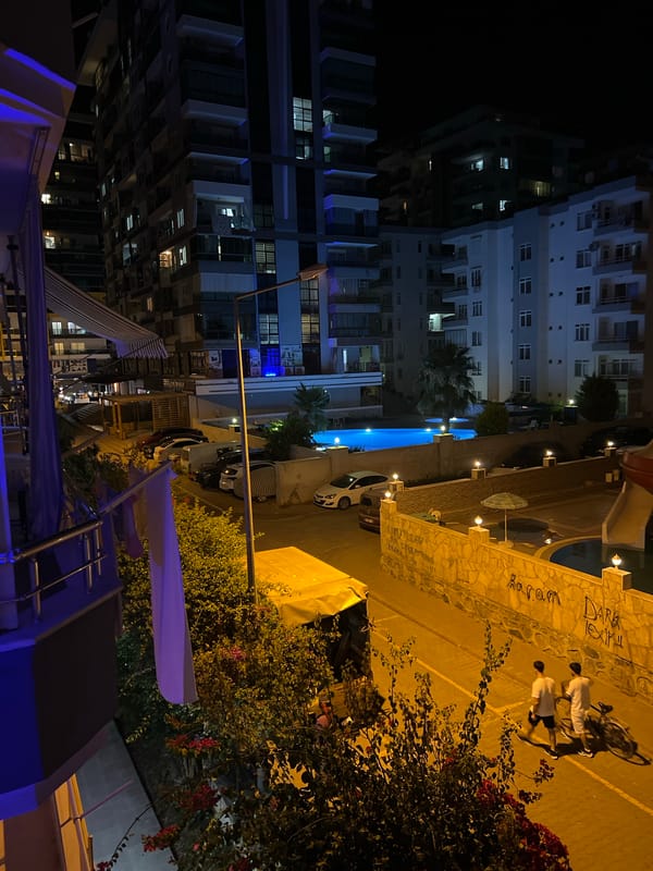 Summer night at a poolside residence in Alanya