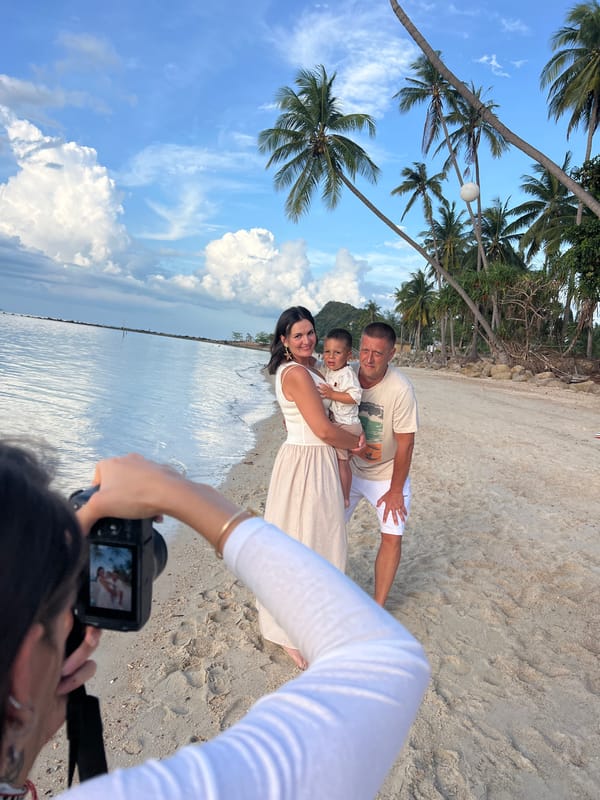 Family photography session documented at Baan Tai beach Thailand
