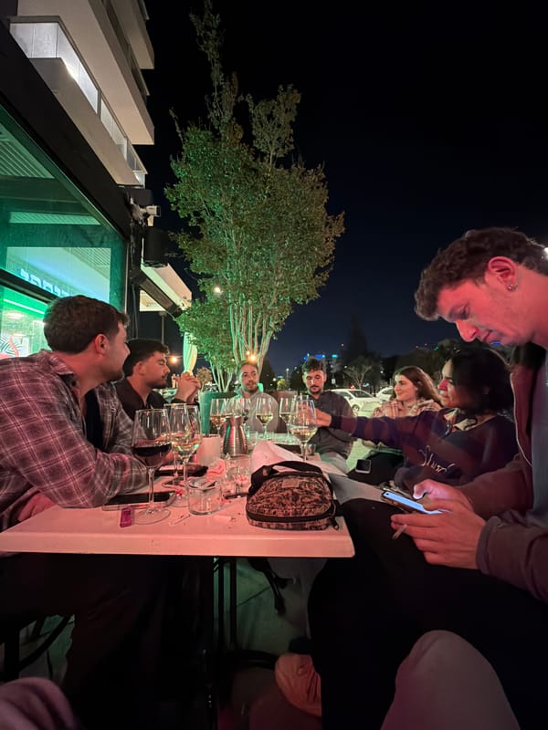 Evening dinner gathering captured at Be'er-Sheva restaurant