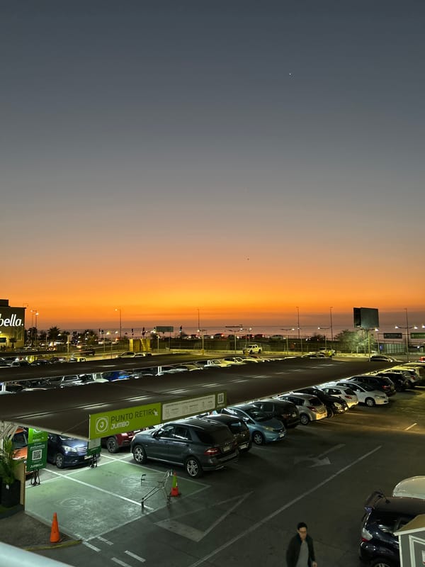 Dusk outside a Jumbo supermarket in Arica, Chile