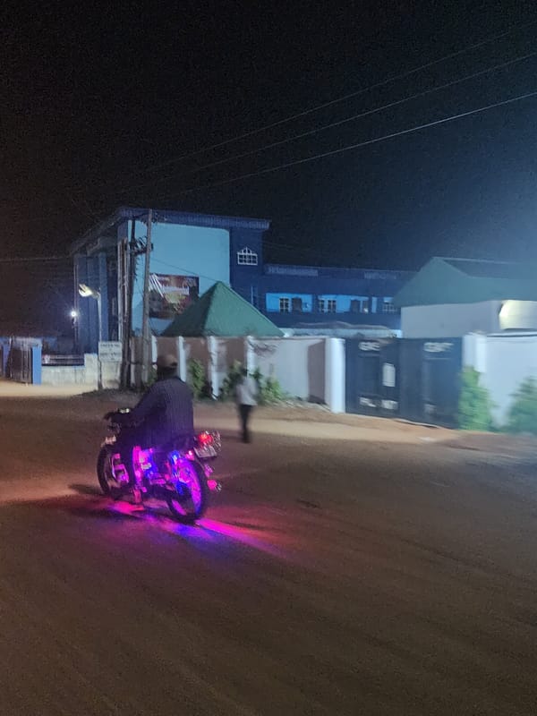 Colorful motorcycle spotted multiple times in Abraka, Nigeria