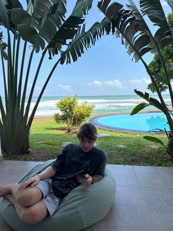 Lazy morning on a Sri Lankan coastal patio