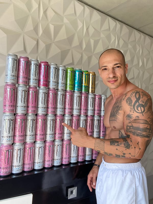 Monster Energy promo moment paired with a #Caffeine graphic in Pleven