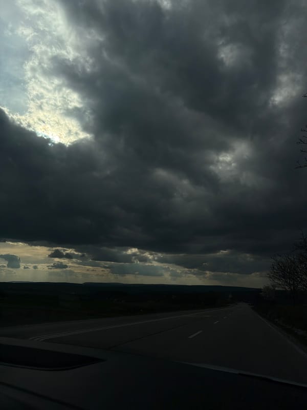Driver encounters stormy skies on Bulgarian road