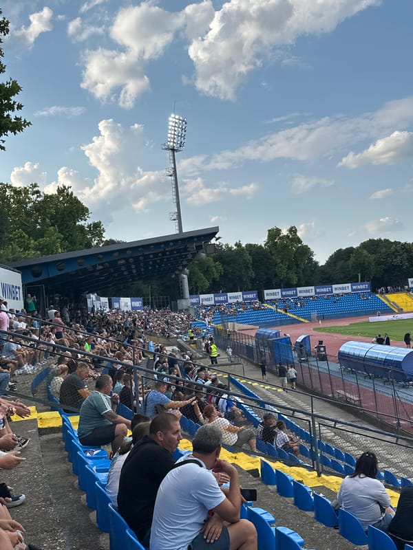 Football match at Hristo Botev Stadium, Ruse