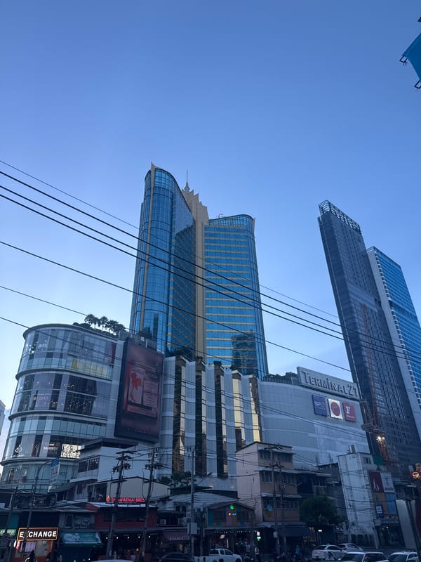 Bangkok city streets and skyline, Terminal 21 area, June afternoon