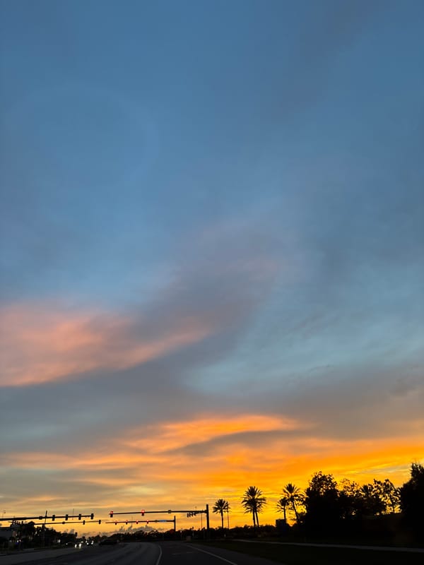 Vivid July 4th sunset sky over North Port, Florida