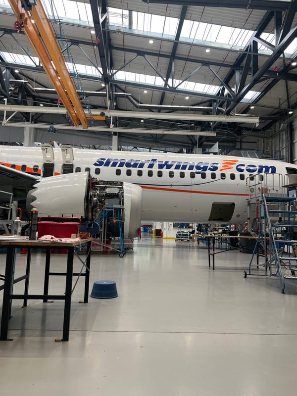 Smartwings aircraft undergoes maintenance in Sofia hangar facility