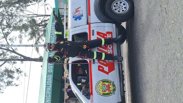 Official parade with police, military, students held in Paucarpata, Peru